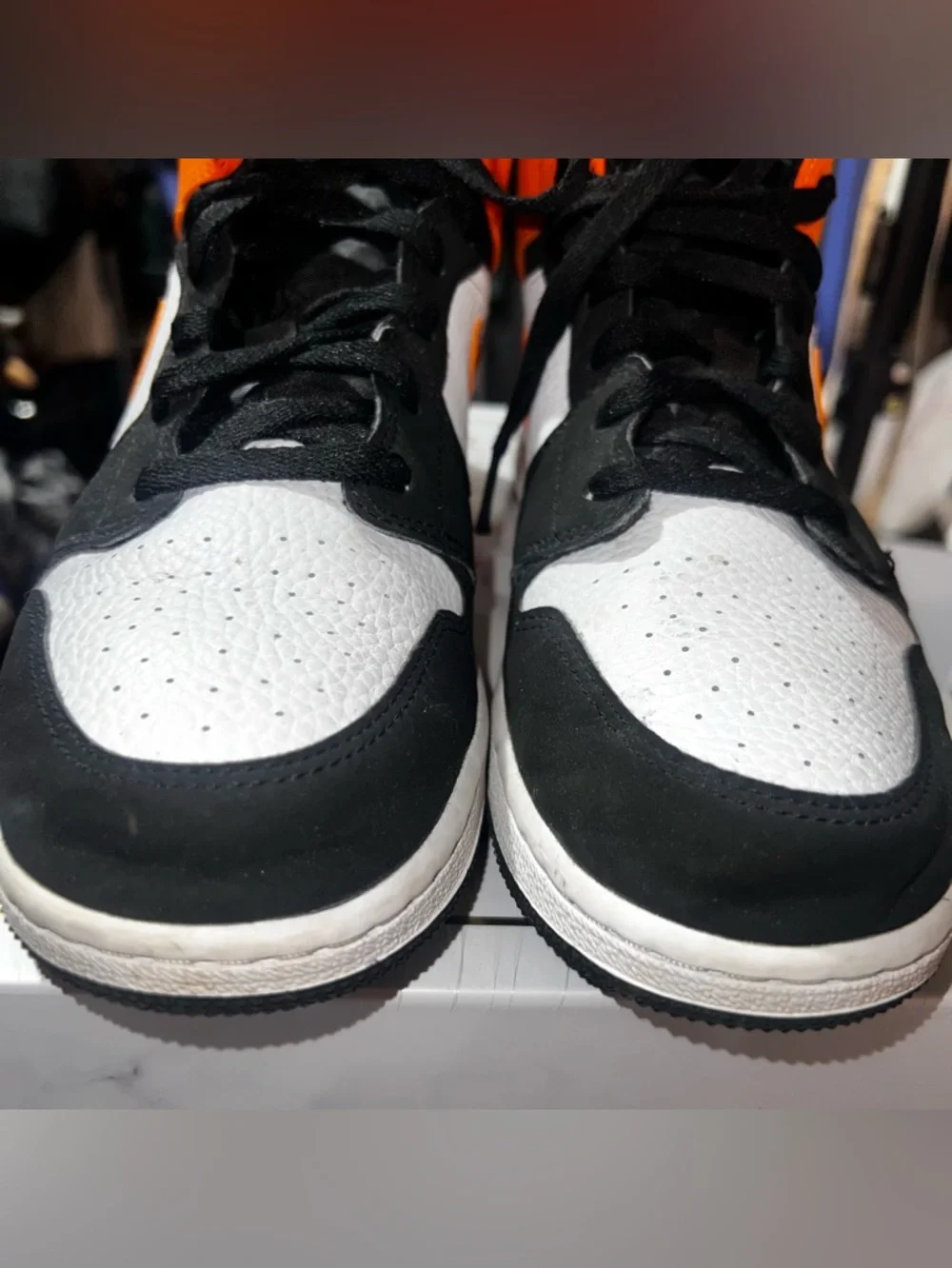 Jordan Kids Black White Orange Mid/High-Top Sneakers - Picture 7 of 10